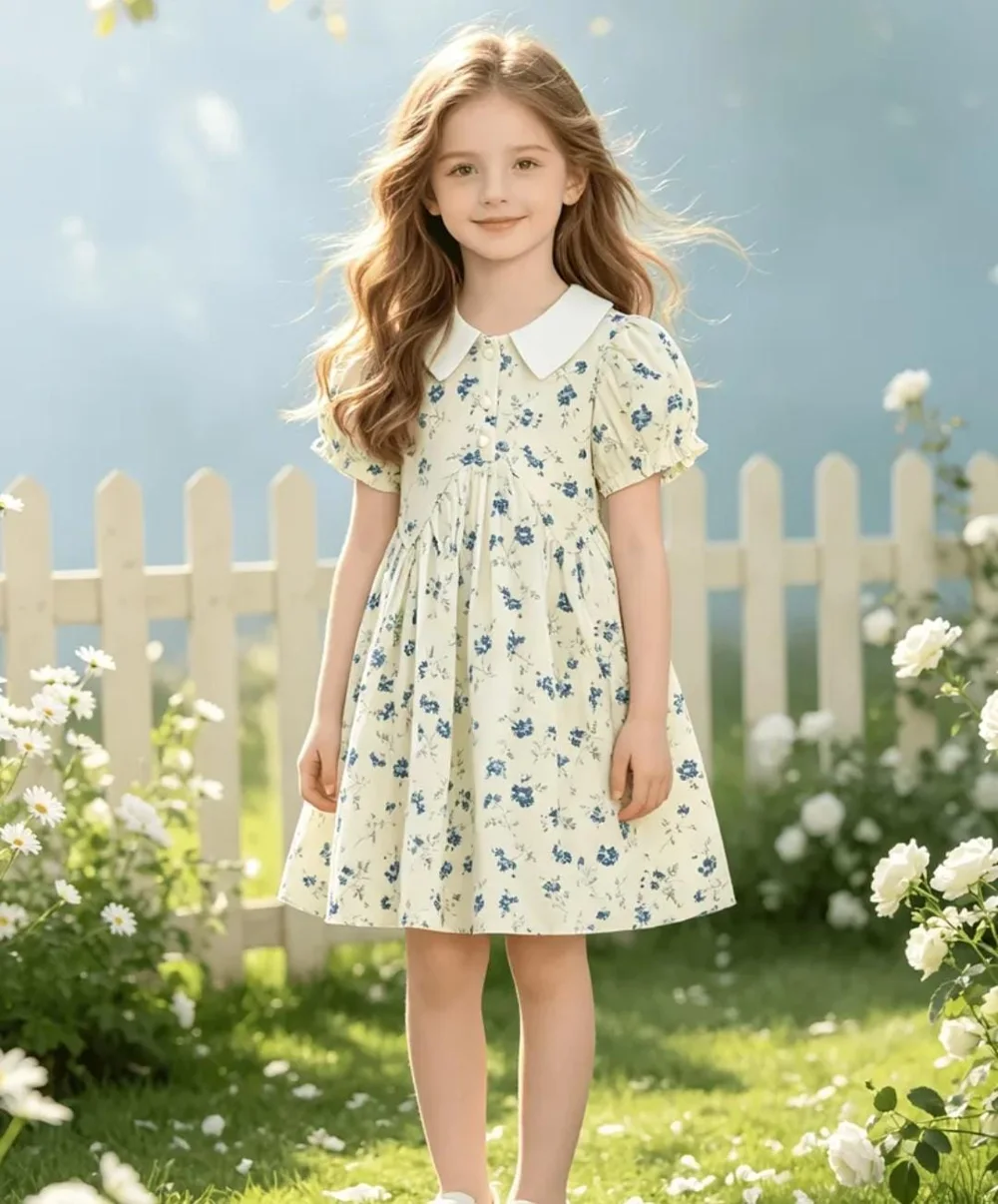 Vestido con pequeñas flores azules